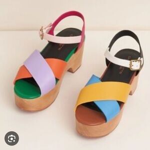 NWOT Charlotte Stone Multi-Color Dermot Chunky Platform Clog Sandals
